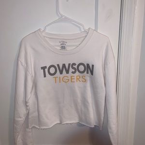 White Towson University cropped sweater